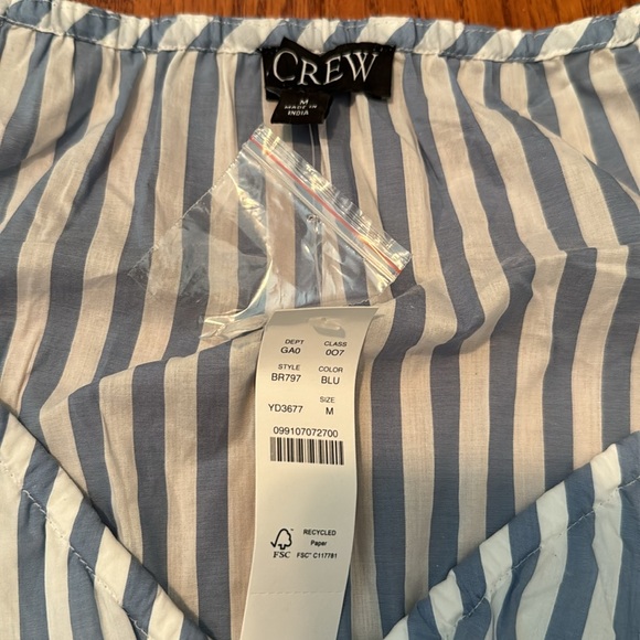 NWT - J. Crew V-neck smocked-waist top in stripe cotton lawn, size M. - Picture 5 of 7